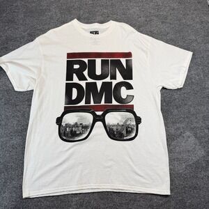 Run DMC Shirt XL White Glasses Graphic Hip Hop Rap Tee Bravado Merch 2017